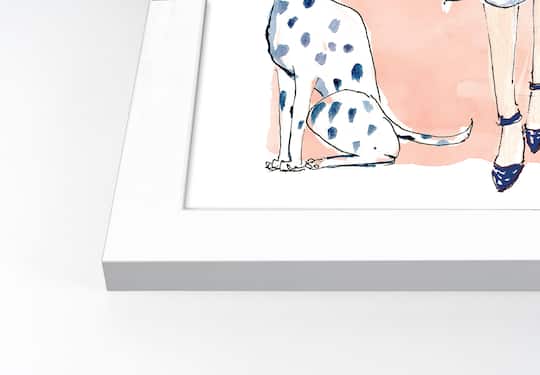 Parisian Fashion Girl Wall Print in White Frame
